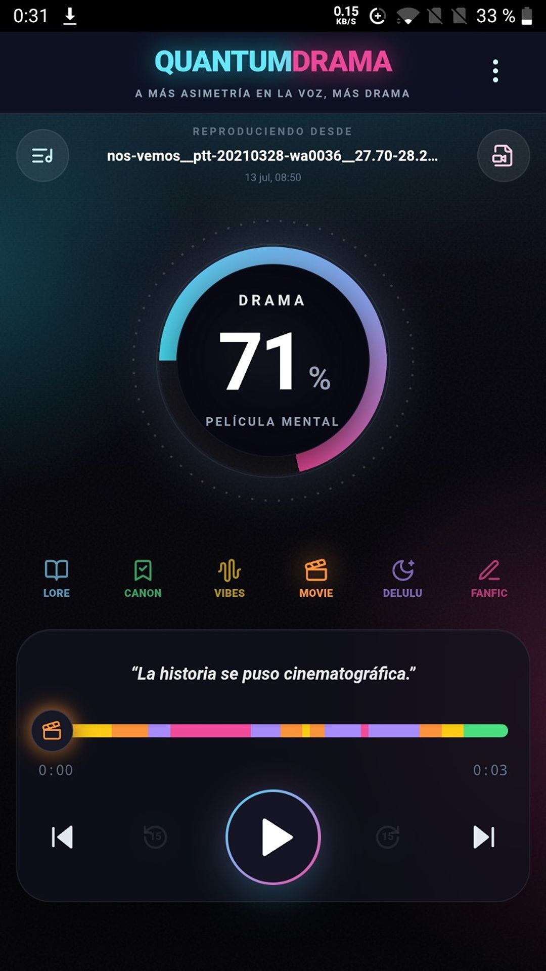 QuantumDrama showing the Vibe Check phases