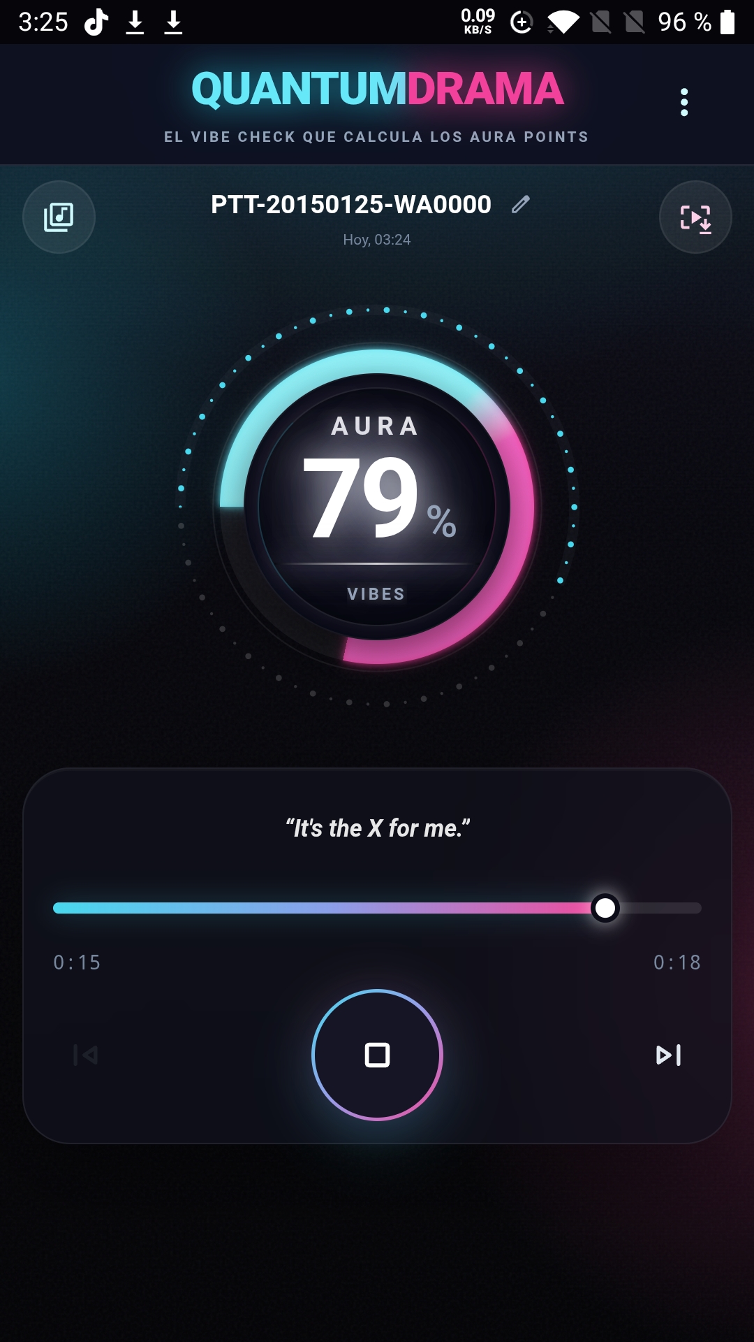 QuantumDrama showing the global Aura Points result